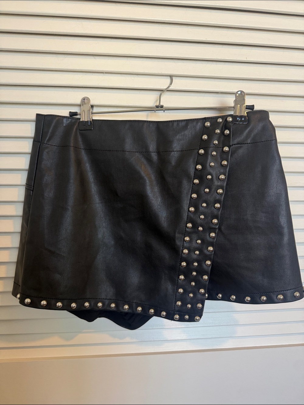 Free People Studded Emmy Faux Leather Black Mini Skort — Size 4